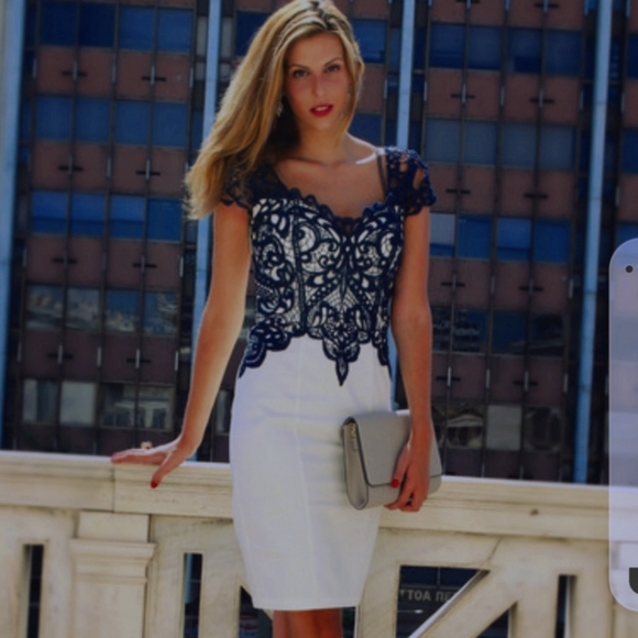 Lipsy Vip London Dresses Lipsy London Dress Cream With Blue